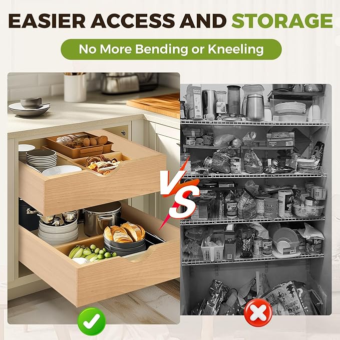 Pull Out Drawers for Cabinet Wood 33" W x 23" D x 4.5" H Slide Out Organizer and Storage Kitchen Cabinet Drawers Slide Out Shelves Pull Out Shelves in Kitchen Pantry Bathroom with Soft Close