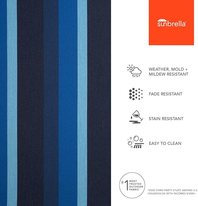 Sunbrella Outdoor Fabric by The Yard | Gateway Indigo (Striped) | Official Sunbrella Seller | Indoor or Outdoor Upholstery Fabric for Chairs, Cushions, Drapery, Pillows, Furniture