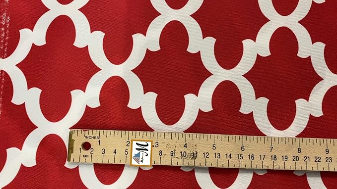 Mybecca Canvas Oxford Fabric Marine Waterproof Outdoor Awning 600 Moroccan Ogee Pattern Red/White (Cut Separate by Yard for Prime Orders-1 Yard) (60"x36")