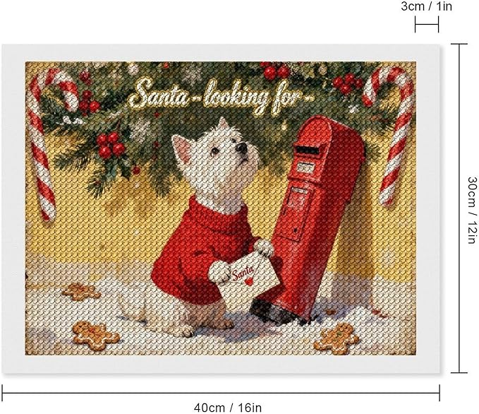 Diamond Painting Kits for Adults - Cute Scottish Terrier Christmas Westie Dog Holding Santa Letter Painting DIY 5D Full Drill Diamond Dots Paintings with Diamonds Gem Art And Crafts Home Decor 12"x16"