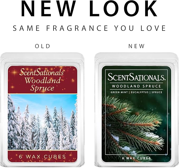 Scentsationals Wax Melts Strong Scent - Woodland Spruce - Long Lasting Scented Wax Cubes for Warmers, 10oz (24-Cubes)