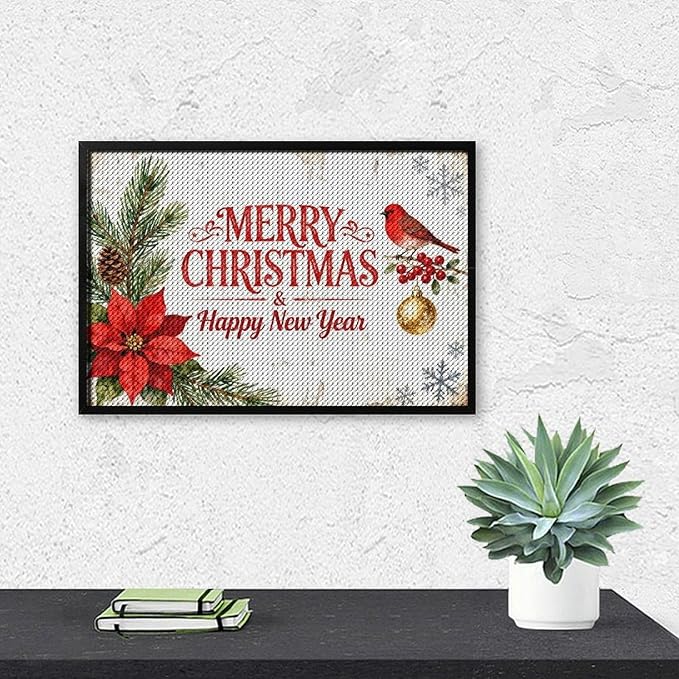 AIVKIEJK Diamond Painting Kits for Adults - Merry Christmas & Happy New Year Painting DIY 5D Full Drill Diamond Dots Paintings with Diamonds Gem Art and Crafts Home Decor 8"x12"