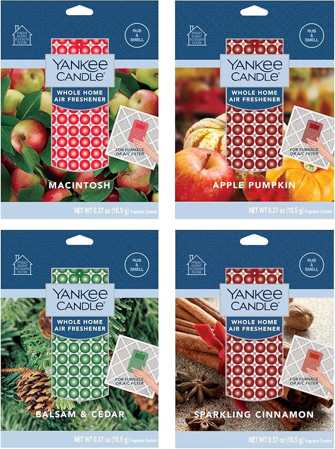 Yankee Candle Whole Home Air Freshener Variety Pack (Apple Pumpkin, Balsam Cedar, Sparkling Cinnamon, & Macintosh) (1ea / Pack of 4)