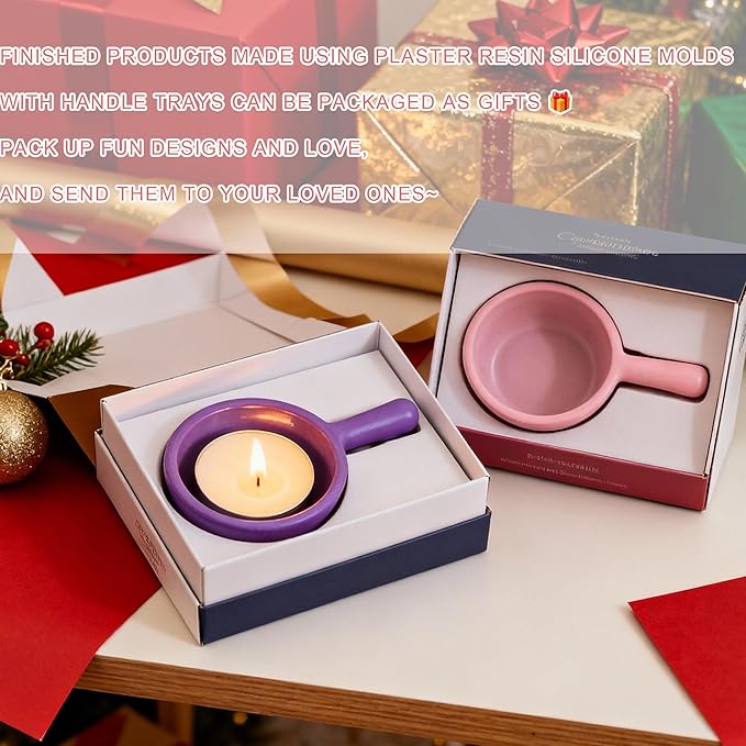 1 Pc Handle Candle Holder Resin Silicone Mold Cement Concrete Epoxy Casting Storage Mold for Craft Decoration Jewelry Boxes Coaster Trays Candlesticks Plaster DIY Valentine's Day Gifts