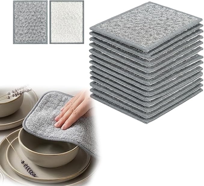 30PCS Double Side Non Scratch Wire Dishcloths,Reusable Multipurpose Wire Dishwashing Rags for Wet and Dry,Reusable Metal Scrubbing Pads Sponge Cloths for Kitchen, Sinks, Pots, Pans (Style B,10pcs)