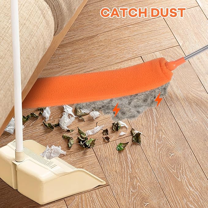 Retractable Gap Dust Cleaner Brush with Long Handle 30 to 100 inches, Cleaning Tools with 2 Microfiber Dusting Cloths, Extendable Duster for Cleaning Under Refrigerator Sofa Couch Bed Furniture