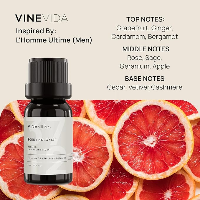 VINEVIDA [0.33 Oz] Inspired by: L'Homme Ultime (Men); Fragrance Oil for Candle Making and Soap Making - Premium Candle Scents for Soy Candles