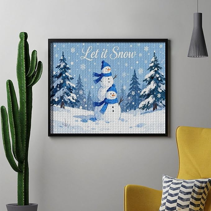 AIVKIEJK Diamond Painting Kits for Adults - Merry Christmas Snowman Winter Painting DIY 5D Full Drill Diamond Dots Paintings with Diamonds Gem Art and Crafts Home Decor 16"x20"