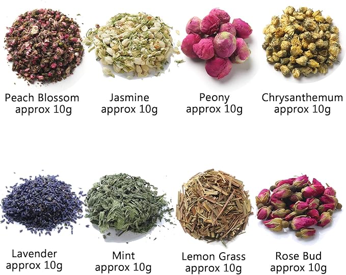 Dried Flowers, Soap Making of Dry Flower, Soap Herbal Bath Set for DIY Lip Gloss,Soap, Candle Making,Including Rose Buds, Lavender, Jasmine, Chrysanthemum, Lemongrass, Mint, Peony, Peach Blossom