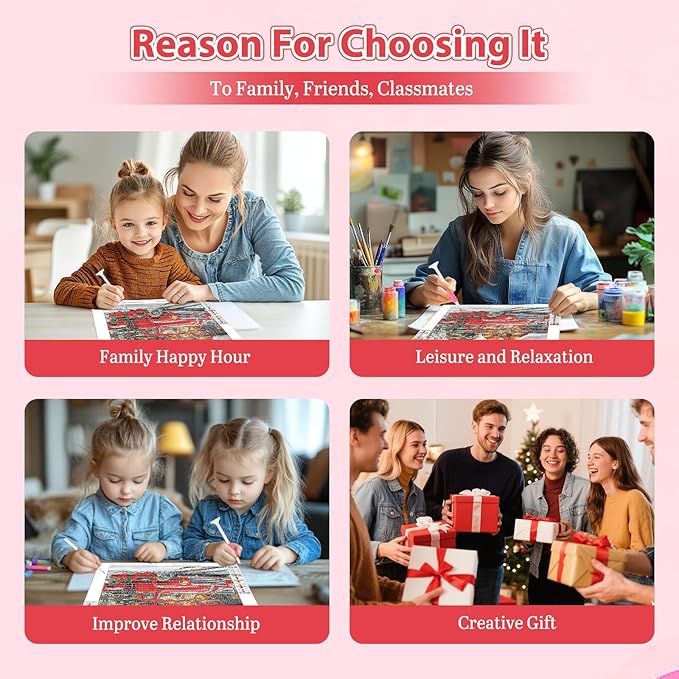 Genius maker Christmas Red Truck Diamond Painting Kits for Adults, 5D Diamond Art Kits for Adults Beginners, DIY Full Drill Gem Art Diamonds Painting Pictures Crafts Kit for Home Wall Decor 12x16inch