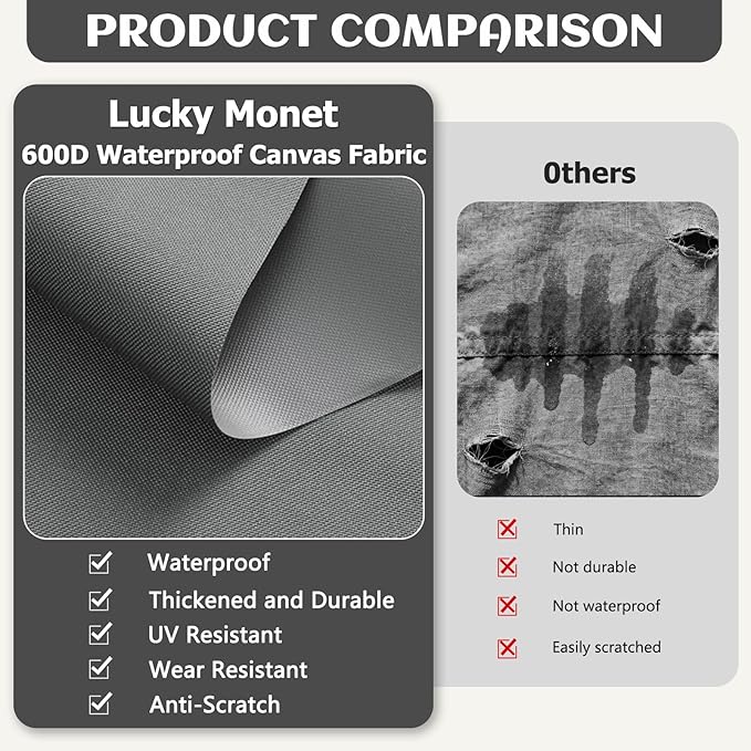 Waterproof Marine Canvas Fabric by The Yard 58" W 600D PVC Backing Water-Resistant Polyester Fabric Upholstery Material for Outdoor Indoor Marine Awning Tent Boat Furniture Cover, 1 Yard Light Grey