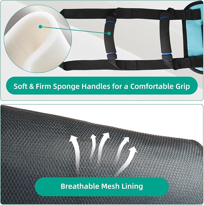 Transfer Sling, Gait Belt Transfer Belt with Padded Handles for Patient Lift Assist & Mobility Standing - Safely Move Elderly and Disabled from Bed and Wheelchair