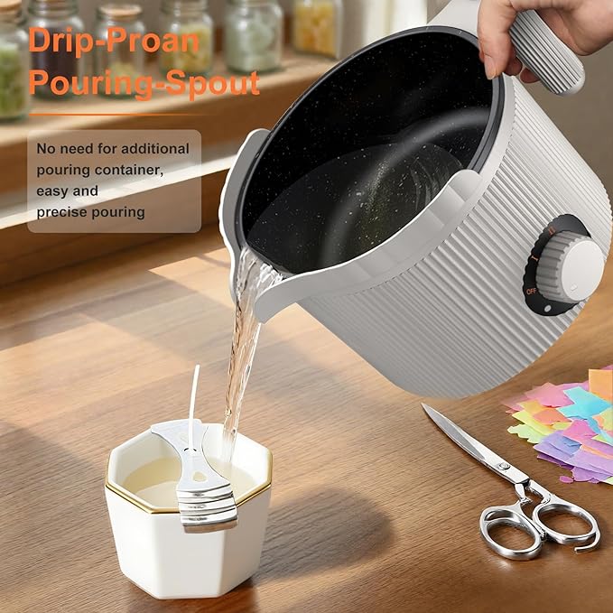 venpow Candle Wax Melter with Pour Spout, Candle Making Kit for Adult Beginners, for Candle Making, Set Includes Wax Melting Pot, Stirring Spoon, Thermometer, Wick, Sticker and Centering Device - Grey
