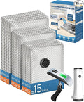 15 Pack Vacuum seal Bags for Clothing Travel with -60000Pa Electric Pump & Luggage Scale, Travel Essentials for Suitcase, Space Saver Compression Packing Bags to Check Luggage Weight & Avoid Fees
