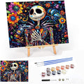 Meothan Framed Paint by Numbers Kits for Adults Halloween, Nightmare Before Christmas Paint by Numbers Kits on Canvas with Easel for Home Wall Decor 11.8x15.7inch (30x40cm