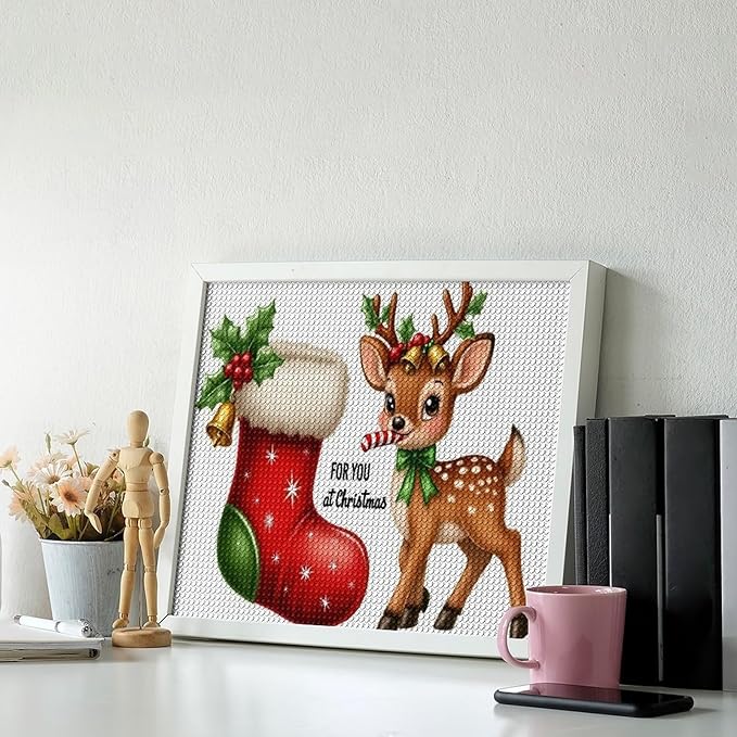 AIVKIEJK Diamond Painting Kits for Adults - Deer Sugar Bell Holiday Christmas Painting DIY 5D Full Drill Diamond Dots Paintings with Diamonds Gem Art and Crafts Home Decor 16"x20"