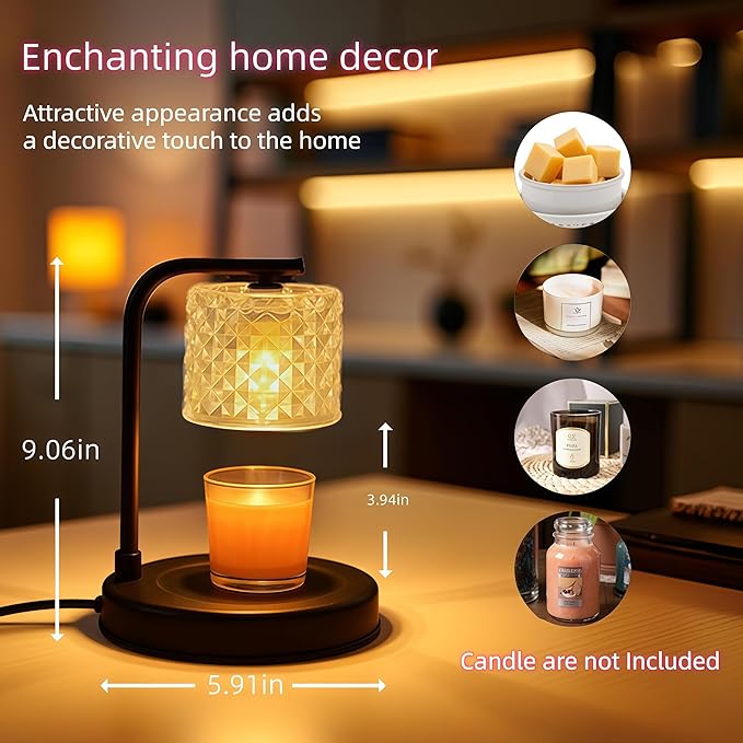 ZOOUS Candle Warmer Lamp with Timer Dimmer, 4 Brightness Wax Warmer for Jar Candles, Spring Home Decor, Easter Mother's Day,Birthday Gifts for Women Mom, House Warming, Includes 2 Bulbs
