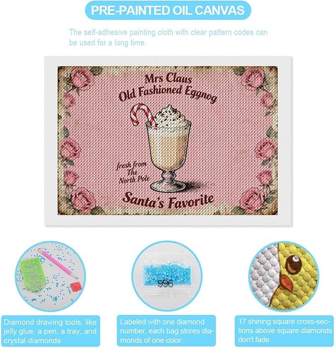 AIVKIEJK Diamond Painting Kits for Adults - Pink Christmas My Old Fashioned Eggg Painting DIY 5D Full Drill Diamond Dots Paintings with Diamonds Gem Art and Crafts Home Decor 8"x12"