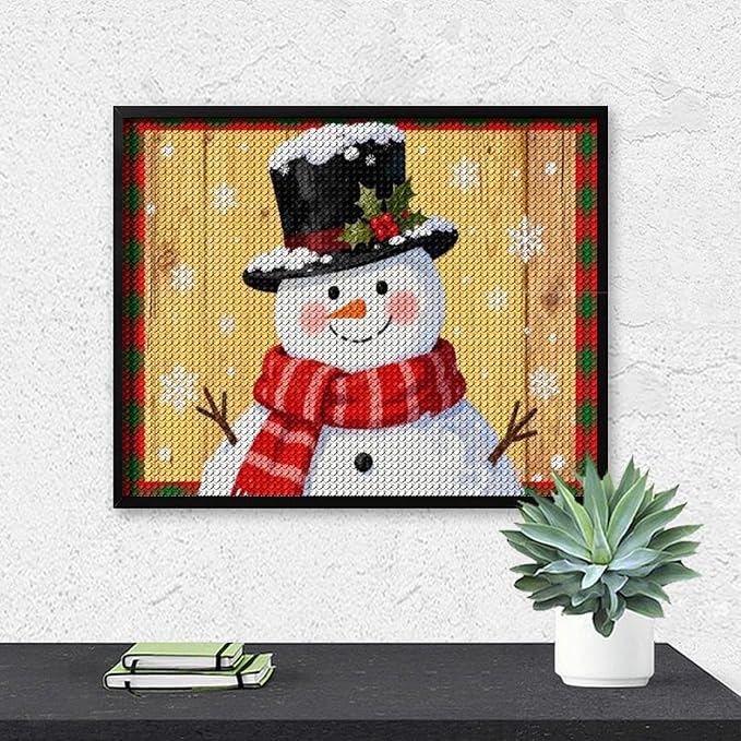 AIVKIEJK Diamond Painting Kits for Adults - Festive Snowman Red Scarf Painting DIY 5D Full Drill Diamond Dots Paintings with Diamonds Gem Art and Crafts Home Decor 16"x20"