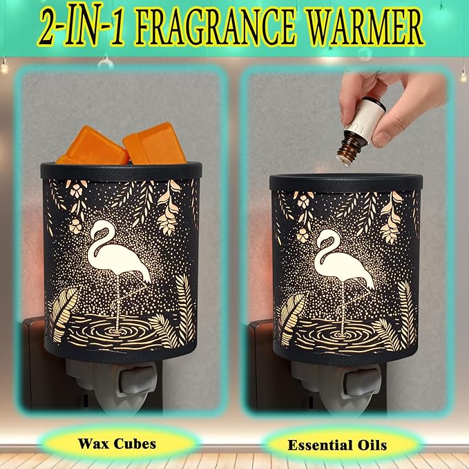 Plug in Wax Warmer Candle Wax Warmer for Scented Wax melt Warmer Electric Wax Burner Fragrance Oil Candle Warmer for Office Bedroom Gift & Home Decor(Swarns of Stars Flamingo)