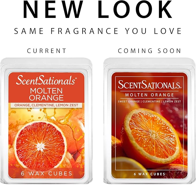 Scentsationals Wax Melts, Wax Cubes Strong Scent - Molten Orange - Long Lasting Scented Melts for Warmer, 10oz (24-Cubes)