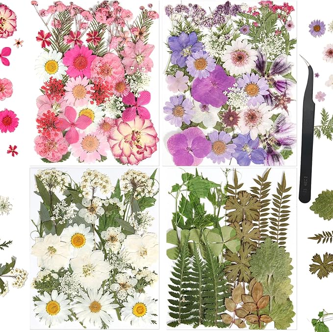 110+PCS Pressed Flowers for Resin molds Real Dried Flower Leaves for Resin Jewelry Making Dry Flowers for Scrapbooking Crafts DIY Soap Candles Making Nails Décor (Colorful-A)