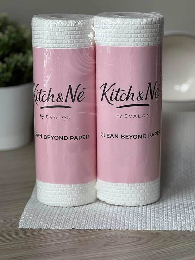 Reusable Cleaning Cloths – Lint-Free Ultra Absorbent Non-Woven Kitchen Cleaning Towels, Reusable Cleaning Wipes Roll, 2 Rolls, 100 Sheets, 25×25 cm, Durable Multi-Purpose Household Cloths – Kitch&Nê