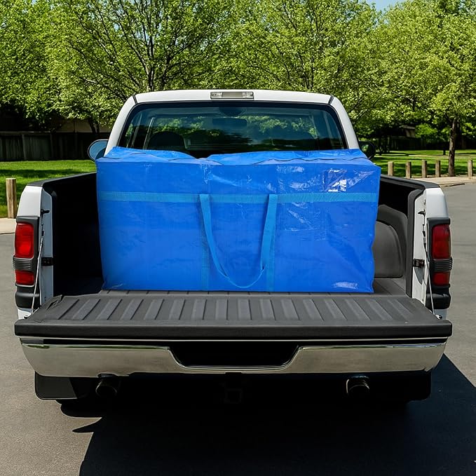 6 Pcs 96 Gallon Extra Large Moving Bags Heavy Duty Storage Bag with Strong Zipper Handle Foldable XXL Jumbo Storage Tote Packing Moving Box for College Dorm Travel Cloth Duffle (Blue)