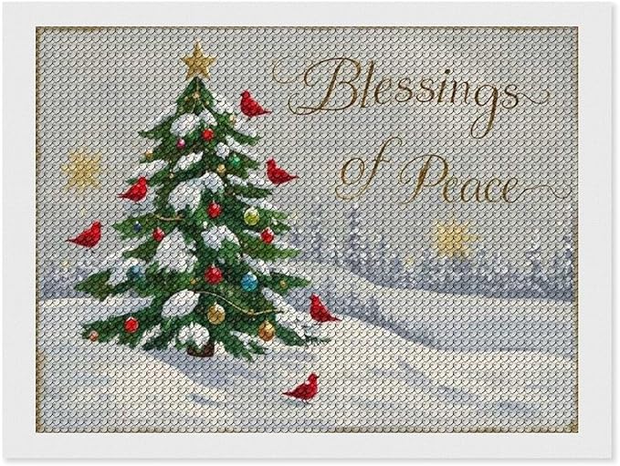 Diamond Painting Kits for Adults - Christmas Snowy Pine & Inspirational Blessings of Peace Painting DIY 5D Full Drill Diamond Dots Paintings with Diamonds Gem Art And Crafts Home Decor 12"x16"