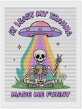 KIVJMSIDJA Skull Skeleton “At Least My Trauma Made Me Funny” Diamond Art Kits for Adults for Beginners, 5D Full Diamond Art Paint 12"x16"