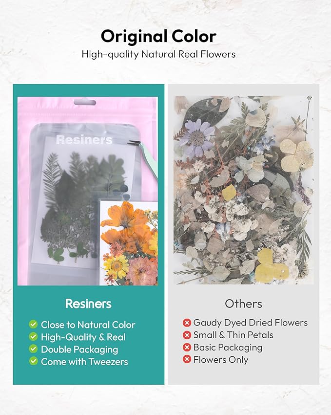 Dried Flowers, Resiners 100Pcs Pressed Flowers for Craft Yellow Real Natural Dried Flowers Dry Leaves Kit for DIY Making Crafts Resin Soap Candle Scrapbook Supplies Card Making Jewelry