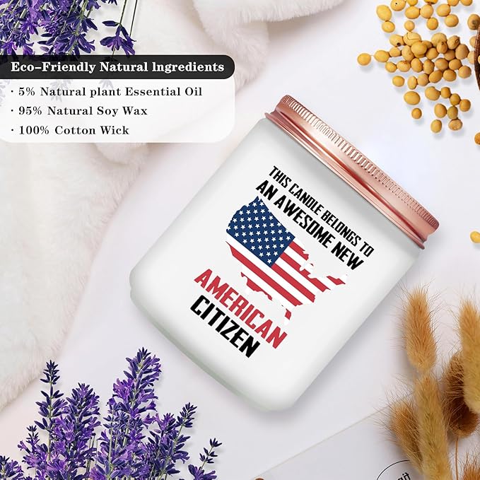 New American Citizenship Gifts - Congratulations New American Citizen Present - Cool US Flag Candle Gifts for 2025 US Citizenship, Women, Men, Friends, Family