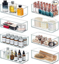 Qilinba 8 PACK Drawer Organizer Bins Bathroom Deep Drawer Organizer Tray for Cutlery Vanity Make-up, Clear Stackable Storage Bins for Kitchen Cabinet Closet Counter Organization and Storage