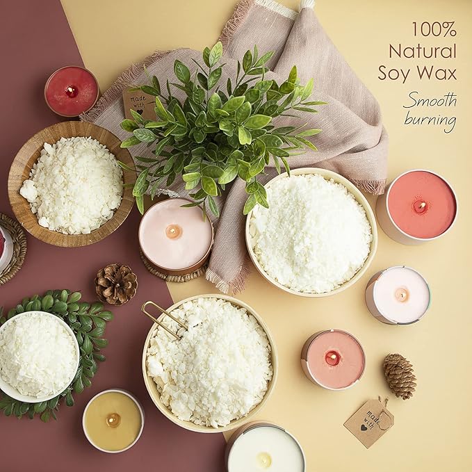 Hearth & Harbor Organic Soy Candle Making Kit for Adults, DIY Crafts, Complete Candle Making Supplies Include Natural Soy Wax, Tins, Scents, Dyes, Wicks & More – Gift Idea, Perfect Home Decor – 2 Lbs