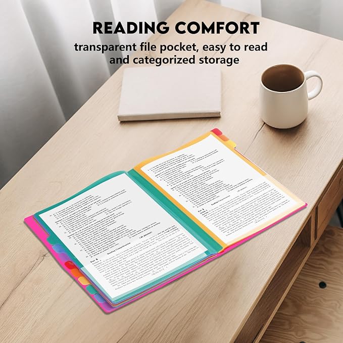 24 Pockets Expanding File Folder Organizer,Accordion File Organizer,A4 Letter Size,Rainbow Tab, for Home/Office/School Document Organizer (Rose Pink)