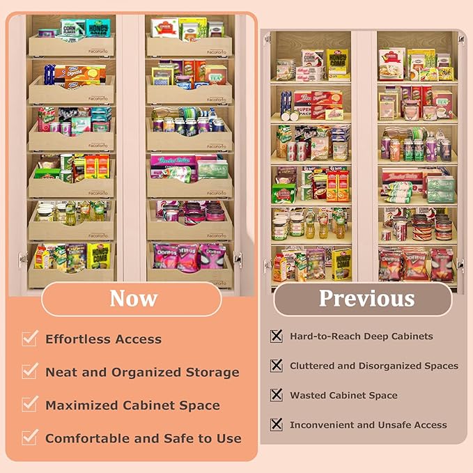 Kitchen Cabinet Organizer, Fully Assembled Drawer Wood Pull Out Tray Drawer Box Cabinet Slide Out Shelve, Wooden Pull-Out Shelf (W15''×D21''×H3'')
