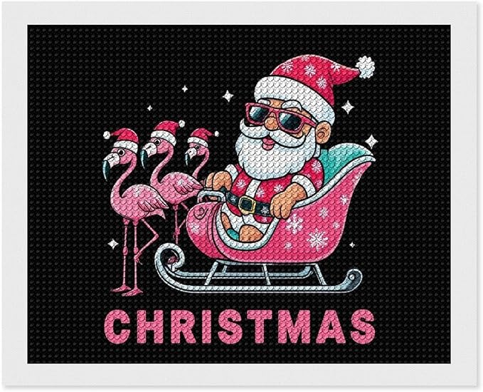 AIVKIEJK Diamond Painting Kits for Adults - Christmas Santa Flamingo Xmas Painting DIY 5D Full Drill Diamond Dots Paintings with Diamonds Gem Art and Crafts Home Decor 16"x20"