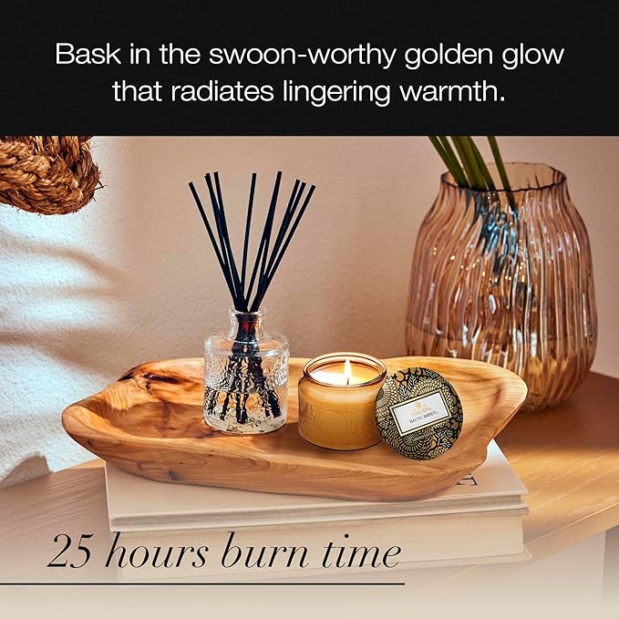 Voluspa Baltic Amber, Petite Candle Jar, 3.2 Ounce, 25 Hour Burn Time, Coconut Wax for Clean Burning, Handcrafted in the USA