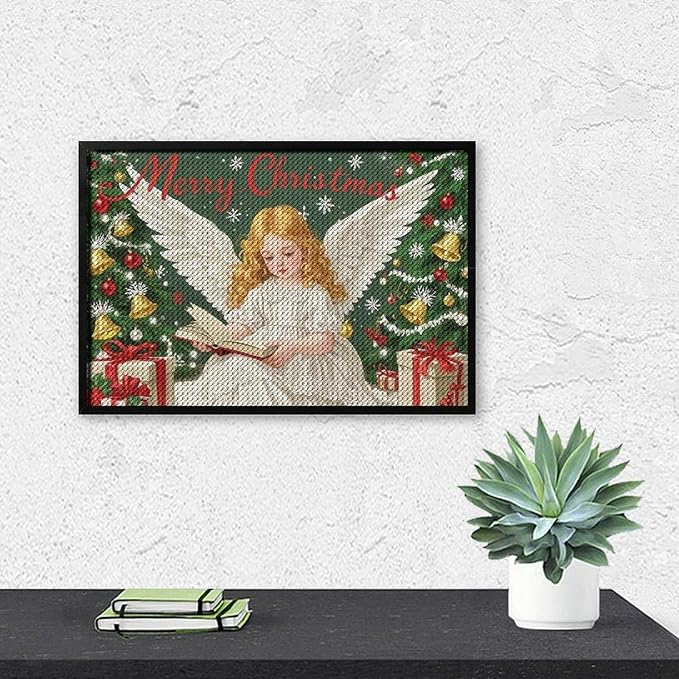 AIVKIEJK Diamond Painting Kits for Adults - Merry Christmas Angel Welcome Painting DIY 5D Full Drill Diamond Dots Paintings with Diamonds Gem Art and Crafts Home Decor 8"x12"