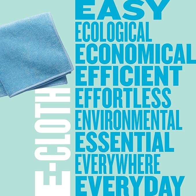 E-Cloth Microfiber Cloth, World's Leading Premium Microfiber Cleaning Cloth, Twice as Durable as Competition, 1 Year Guarantee, Ideal for Kitchen, Countertops, Sinks, and Bathrooms, Blue, 2 Pack