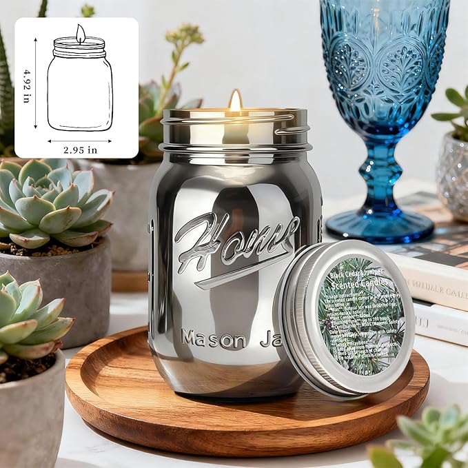 Scented Candle Smoke Gray Sands Scented, Classic 22oz Large Jar Single Wick Candle, Over 110 Hours of Burn Time, Perfect for Creating Relaxing Atmosphere (Black Cedar and Juniper)