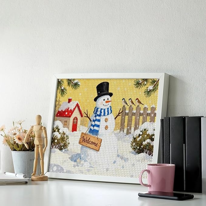 AIVKIEJK Diamond Painting Kits for Adults - Christmas Welcome Snowman Winter Christmas Painting DIY 5D Full Drill Diamond Dots Paintings with Diamonds Gem Art and Crafts Home Decor 16"x20"
