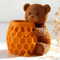 Honeycomb Bear Cylinder Candle & Resin Mold - Resin Casting Silicone Molds for Home Decor & Candle Making Wave Spiral Mold