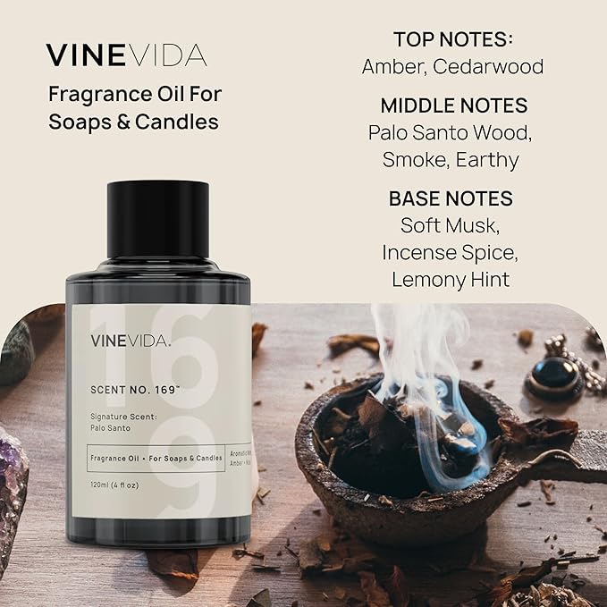 VINEVIDA [4 oz] Palo Santo; Fragrance Oil for Candle Making and Soap Making - Premium Candle Scents for Soy Candles