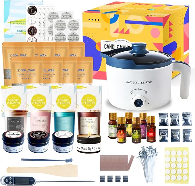 KQU Candle Making Kit for Candles, Home DIY Candle Wax Kit with Glass Jars for Adult, Candle Maker Kit with Wax Melter for Art & Craft