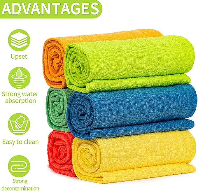 HELOMOR 6 Extra Large Microfiber Cleaning Cloths, 30"x18" Floor Towels for Squeegee Mop, Reusable Multi-Purpose Cleaning Rags for House, Kitchen, Car & Windows, Highly Absorbent, Lint-Free