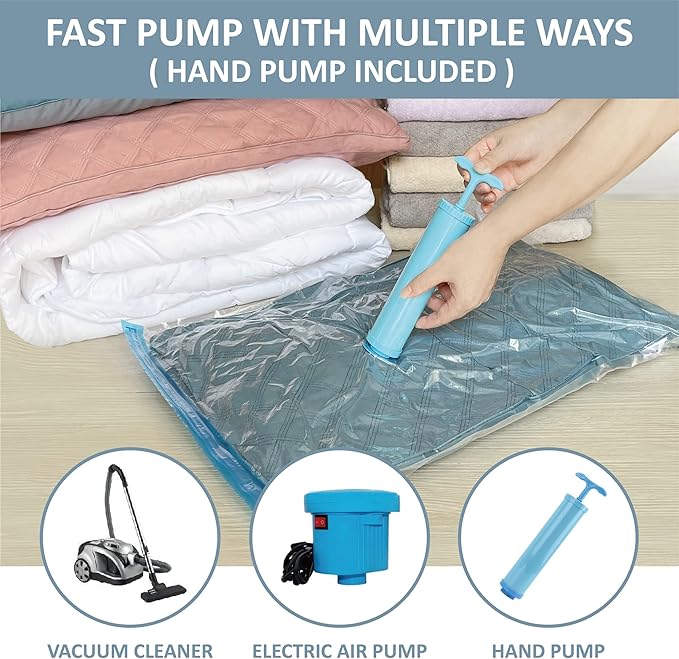 Roomimaster Vacuum Storage Bags, Vacuum Seal Space Saver Bags for Clothing, Travel Lugggage,Carry-on, Blankets, Comforters, Pilow, Bedding, 10 Large
