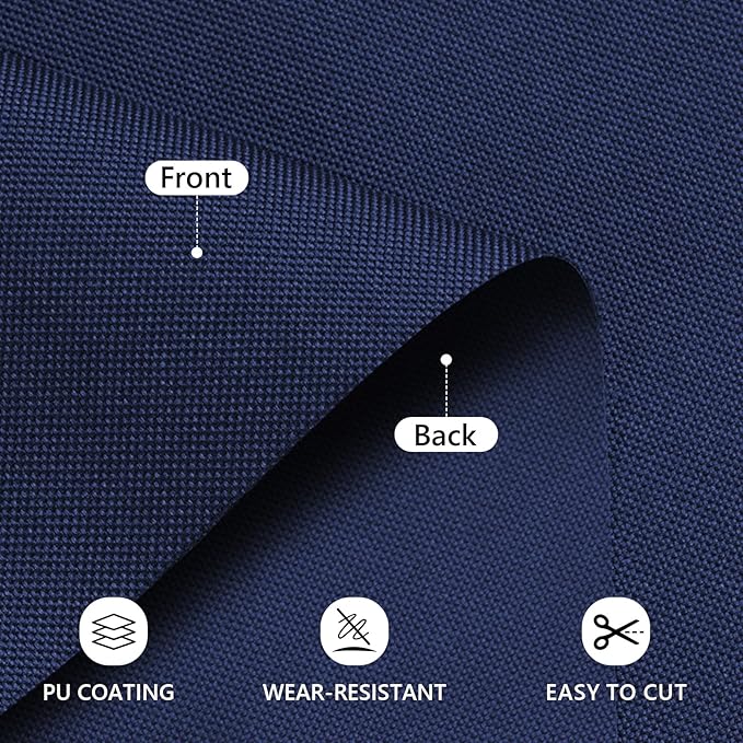 Waterproof Canvas Fabric by The Yard 58inch 600D Upholstery Material Polyester Fabric Outdoor Water Resistant Fabric for Sewing Chair Patio Cushion Purse Bag Interior, 10 Navy Blue