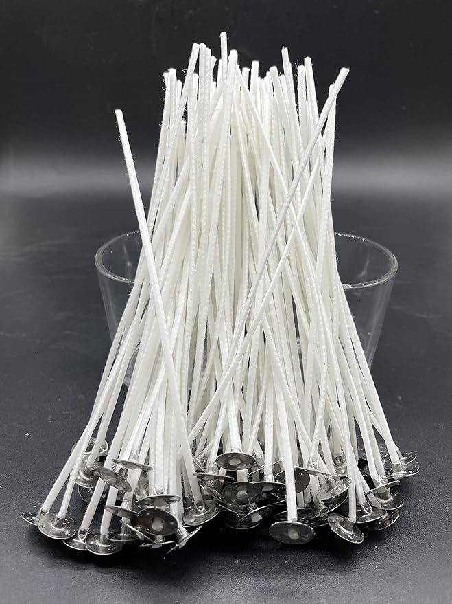 Beesworks 100 Piece Cotton Candle Wick 6" Pre-Waxed for Candle Making, Candle DIY