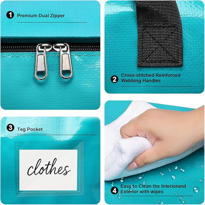 Moving Bags Heavy Duty Sky Blue – Large Packing Bags for Moving, Extra Large Storage Totes with Zippers and Handles